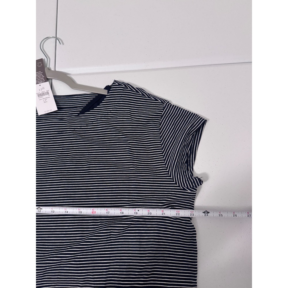 J. Jill Wearever Two-In-One Striped Layered Dress Navy Cream LP Petite m3 - Picture 9 of 9